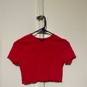 Lettuce Trim Rib- Knit Crop Top